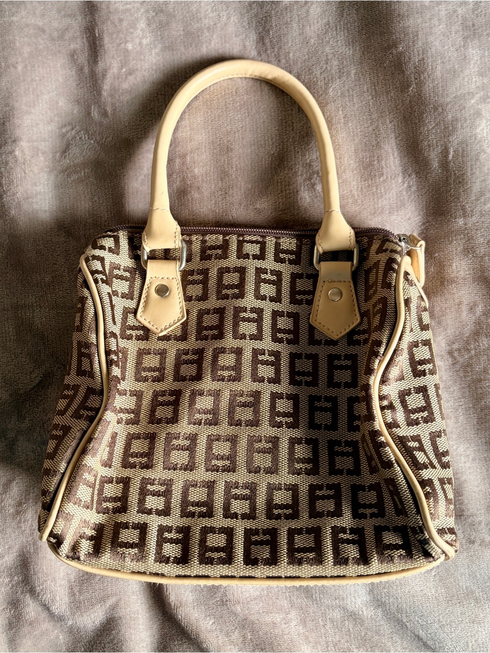 Y2K Neutral Monogram Mini Tote Bag Top Handle Handbag